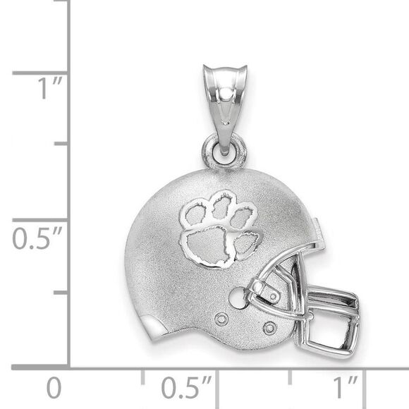 Sterling Silver Clemson U 3D Football Helmet w Logo Pendant - Picture 2 of 3